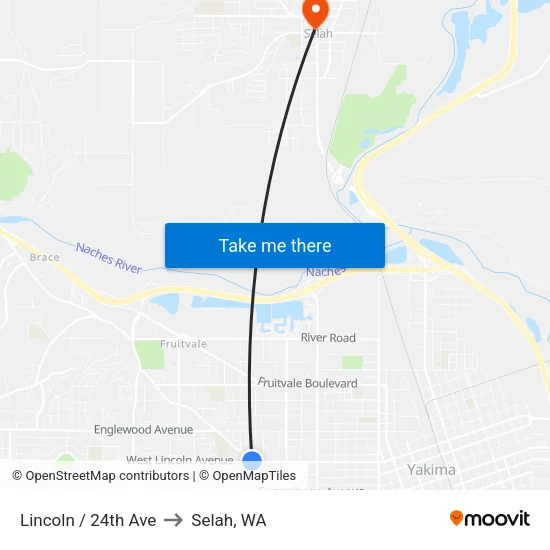 Lincoln / 24th Ave to Selah, WA map