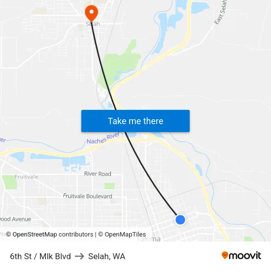 6th St / Mlk Blvd to Selah, WA map