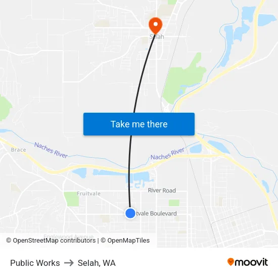Public Works to Selah, WA map