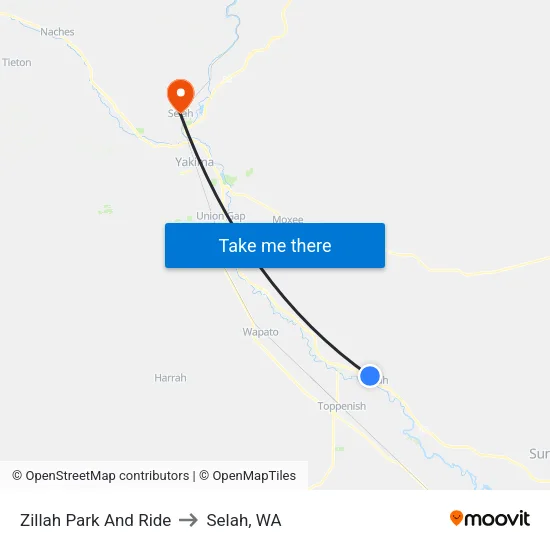 Zillah Park And Ride to Selah, WA map