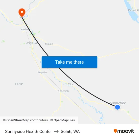 Sunnyside Health Center to Selah, WA map