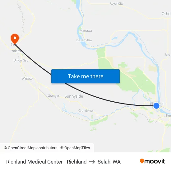 Richland Medical Center - Richland to Selah, WA map