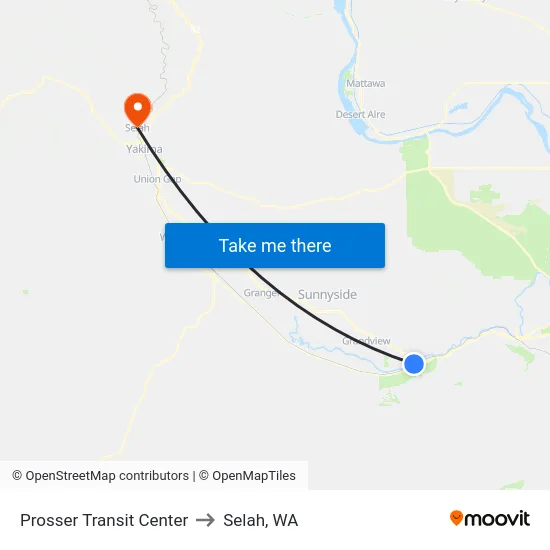 Prosser Transit Center to Selah, WA map