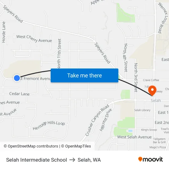 Selah Intermediate School to Selah, WA map