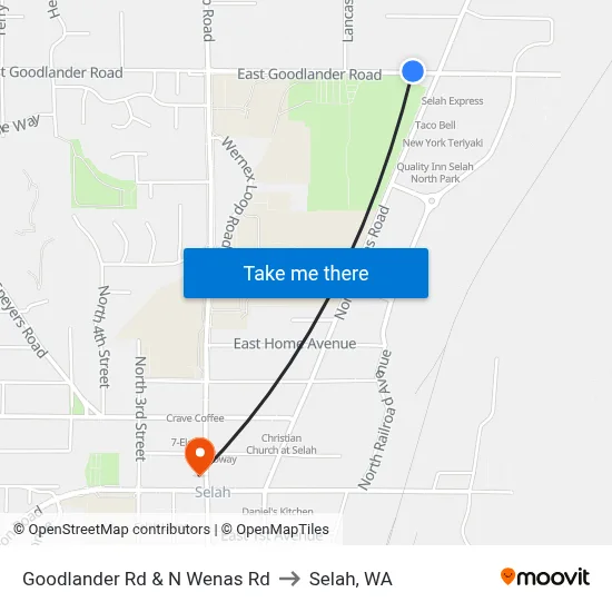 Goodlander Rd & N Wenas Rd to Selah, WA map