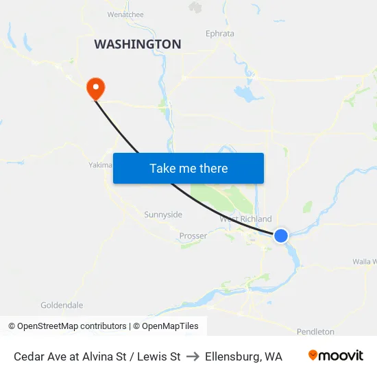 Cedar Ave at Alvina St / Lewis St to Ellensburg, WA map