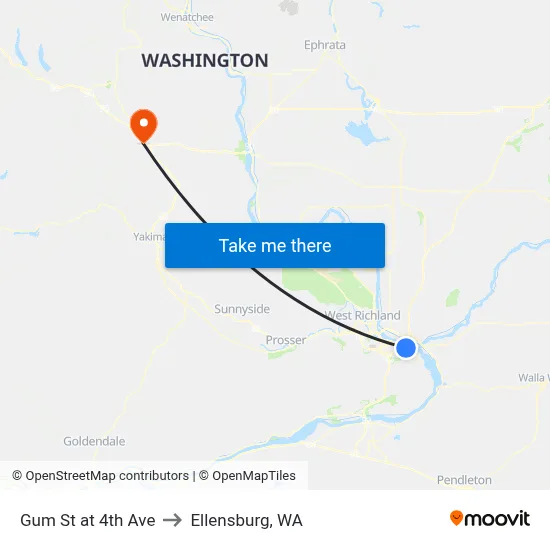 Gum St at 4th Ave to Ellensburg, WA map