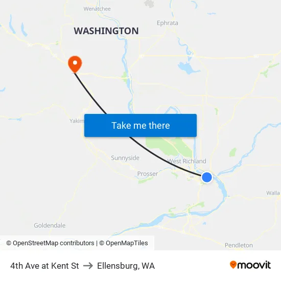 4th Ave at Kent St to Ellensburg, WA map
