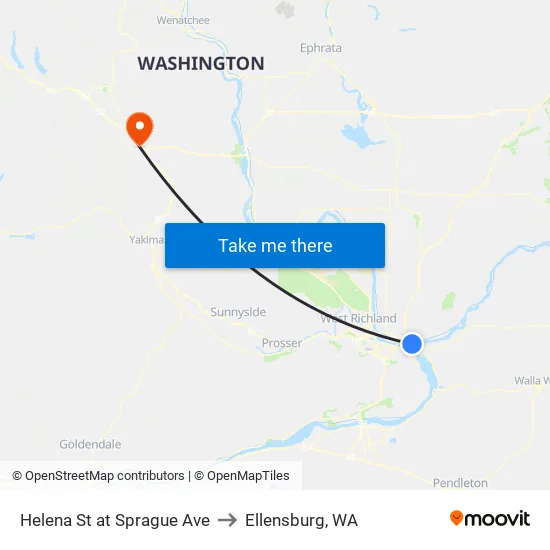 Helena St at Sprague Ave to Ellensburg, WA map