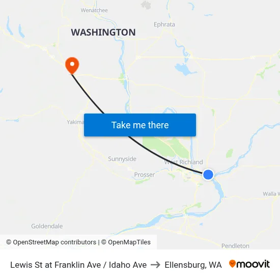 Lewis St at Franklin Ave / Idaho Ave to Ellensburg, WA map
