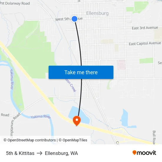 5th & Kittitas - Westbound to Ellensburg, WA map