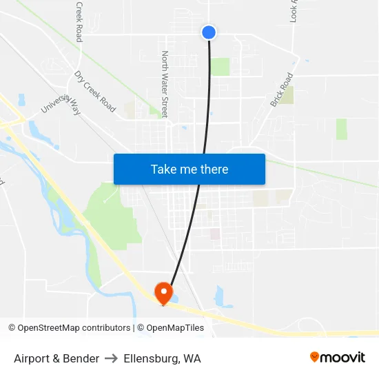 Airport & Bender Southbound to Ellensburg, WA map