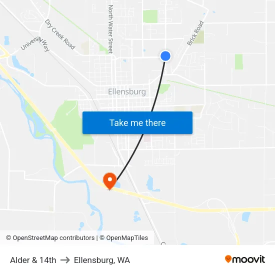 Alder & 14th - Southbound to Ellensburg, WA map