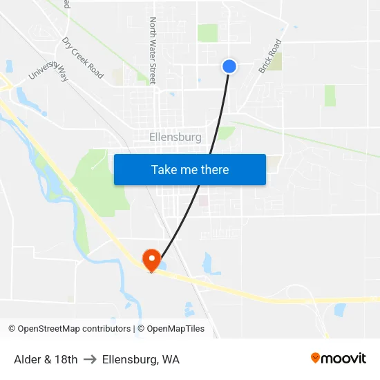 Alder & 18th - Southbound to Ellensburg, WA map