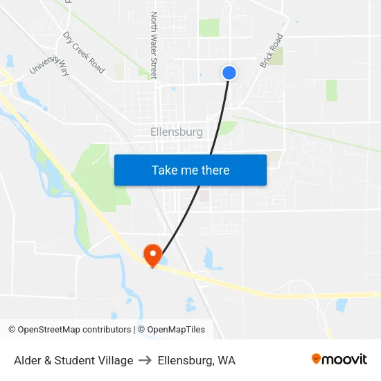 Alder & Student Village - Southbound to Ellensburg, WA map