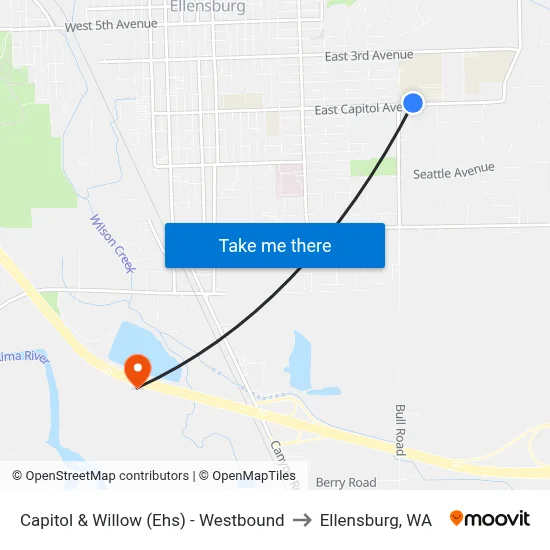 Capitol & Willow (Ehs) - Westbound to Ellensburg, WA map
