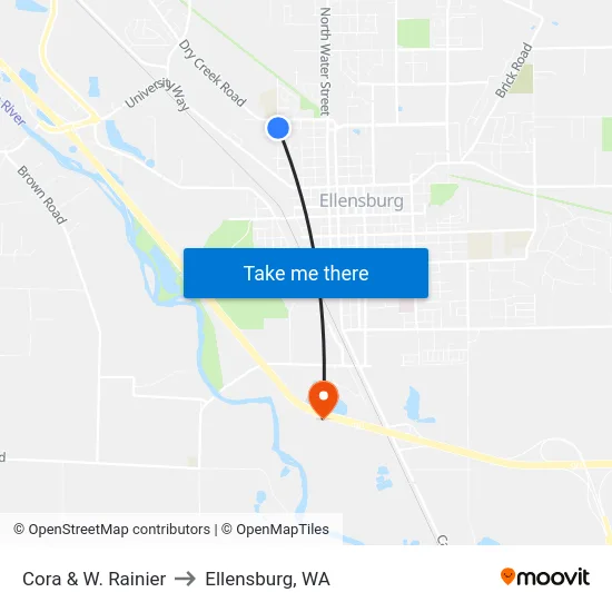 Cora & W. Rainier - Northbound to Ellensburg, WA map