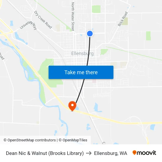 Dean Nic & Walnut (Brooks Library) - Eastbound to Ellensburg, WA map