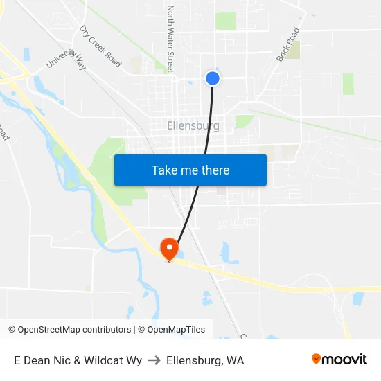 E Dean Nic & Wildcat Way - Westbound to Ellensburg, WA map