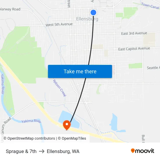 Sprague & 7th - Northbound to Ellensburg, WA map