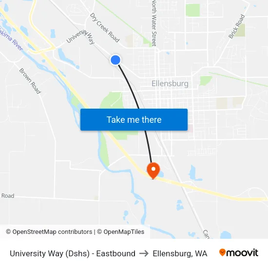 University Way (Dshs) - Eastbound to Ellensburg, WA map
