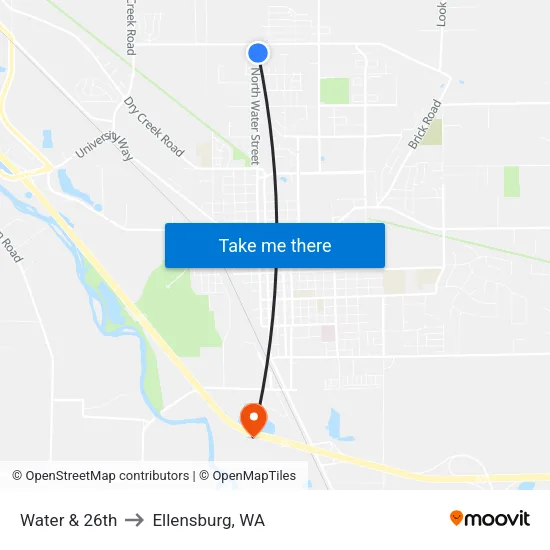 Water & 26th - Northbound to Ellensburg, WA map