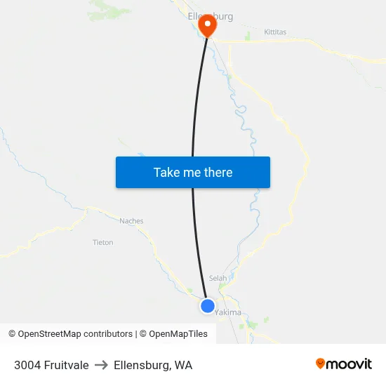 3004 Fruitvale to Ellensburg, WA map