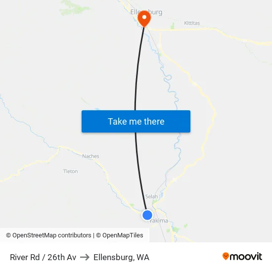 River Rd / 26th Av to Ellensburg, WA map
