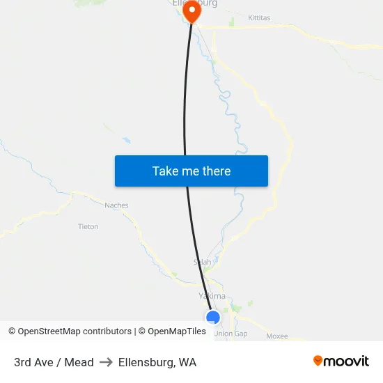 3rd Ave / Mead to Ellensburg, WA map