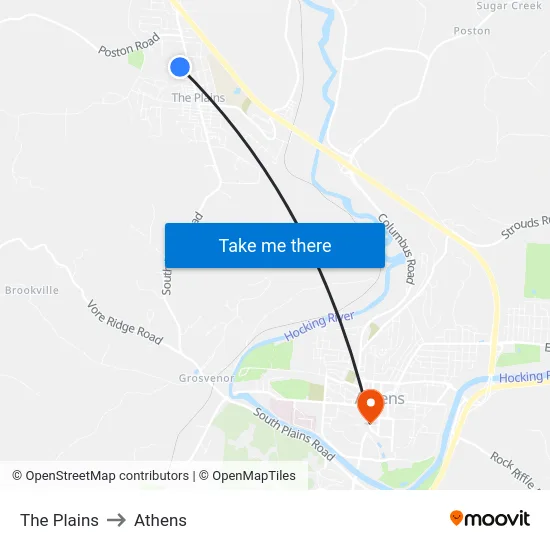 The Plains to Athens map