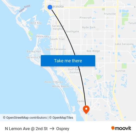 N Lemon Ave @ 2nd St to Osprey map