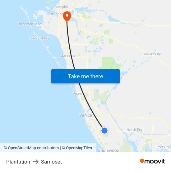 Plantation to Samoset map