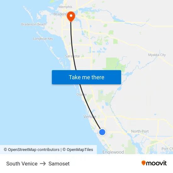 South Venice to Samoset map