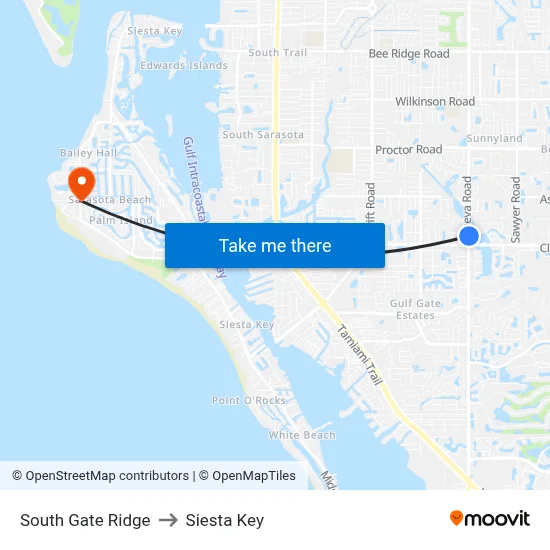 South Gate Ridge to Siesta Key map
