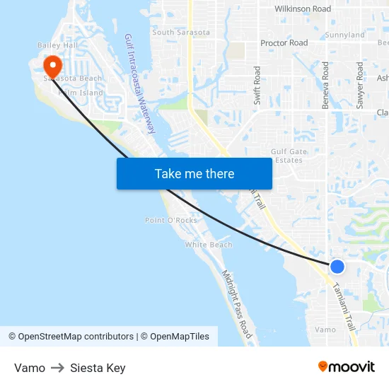 Vamo to Siesta Key map