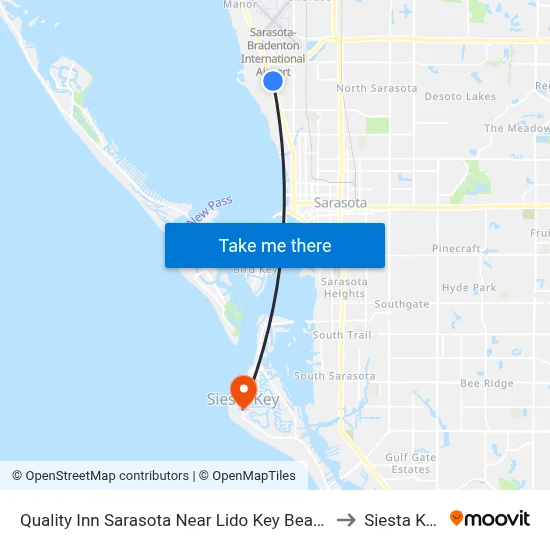 Quality Inn Sarasota Near Lido Key Beach to Siesta Key map