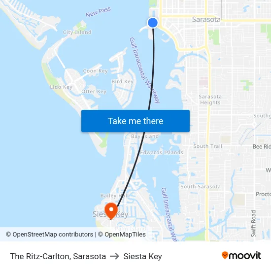 The Ritz-Carlton, Sarasota to Siesta Key map