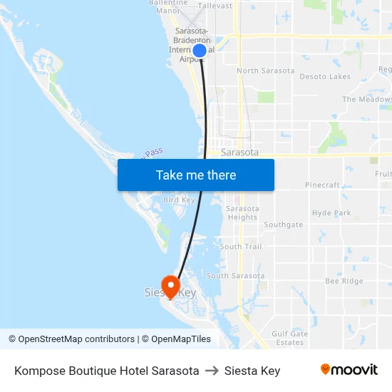 Kompose Boutique Hotel Sarasota to Siesta Key map
