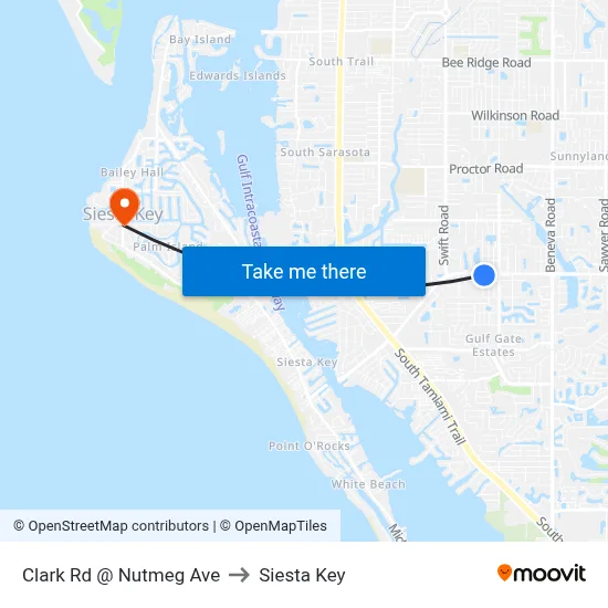Clark Rd @ Nutmeg Ave to Siesta Key map