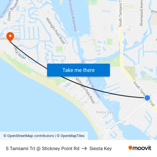 S Tamiami Trl @ Stickney Point Rd to Siesta Key map