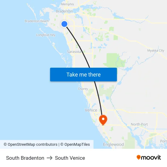 South Bradenton to South Venice map