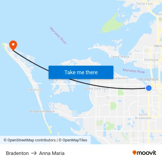 Bradenton to Anna Maria map