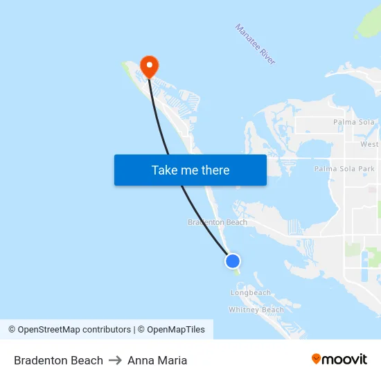 Bradenton Beach to Anna Maria map