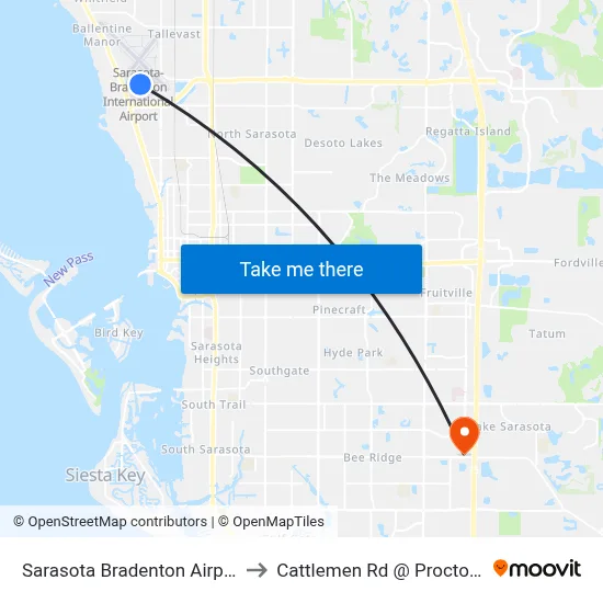Sarasota Bradenton Airport SRQ to Cattlemen Rd @ Proctor Rd NB map
