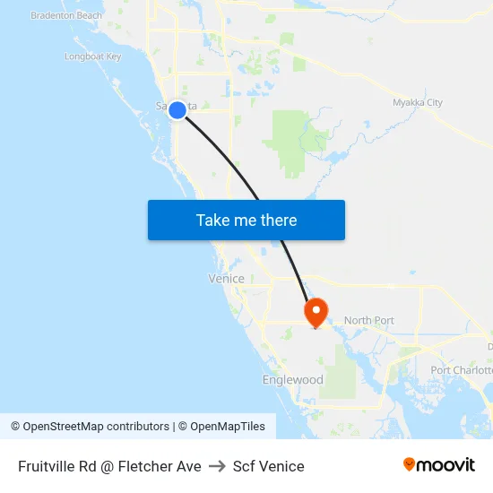 Fruitville Rd @ Fletcher Ave to Scf Venice map