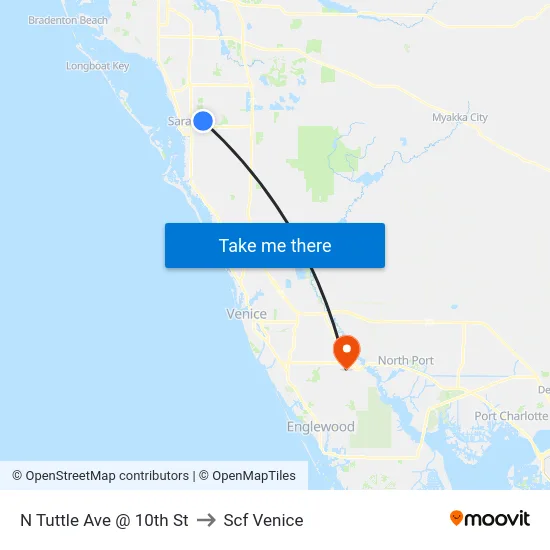 N Tuttle Ave @ 10th St to Scf Venice map