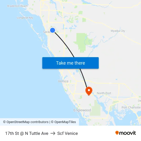 17th St @ N Tuttle Ave to Scf Venice map