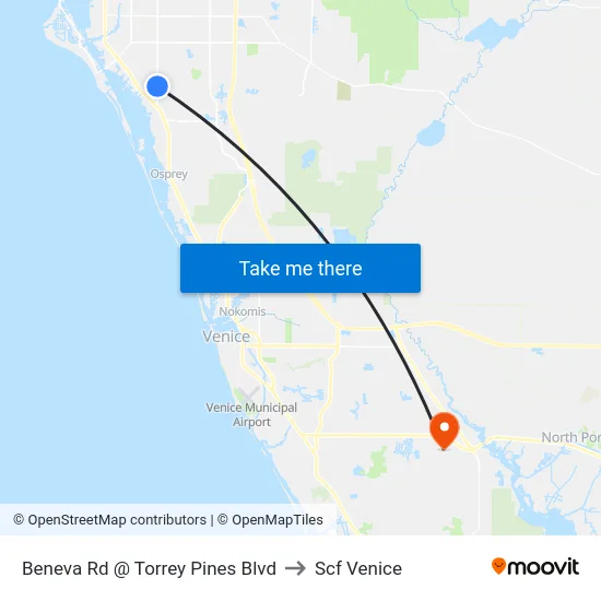 Beneva Rd @ Torrey Pines Blvd to Scf Venice map