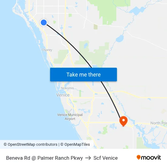 Beneva Rd @ Palmer Ranch Pkwy to Scf Venice map