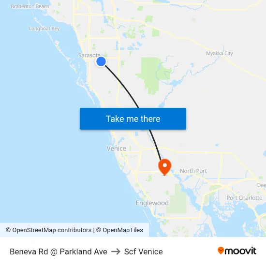 Beneva Rd @ Parkland Ave to Scf Venice map